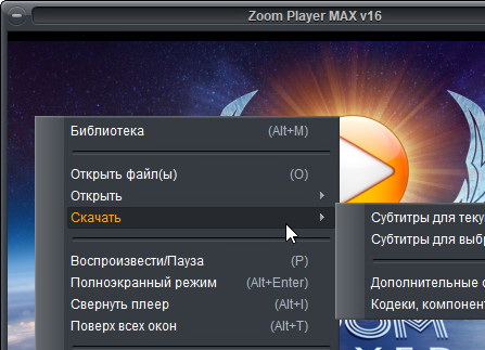 Zoom Player MAX 16.0.1600 - на русском